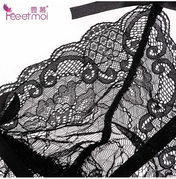 FEE ET MOI Sexy Lace Deep V Neck Sleepwear Dress (Black) FEE ET MOI Sexy Lace Deep V Neck Sleepwear Dress (Black)